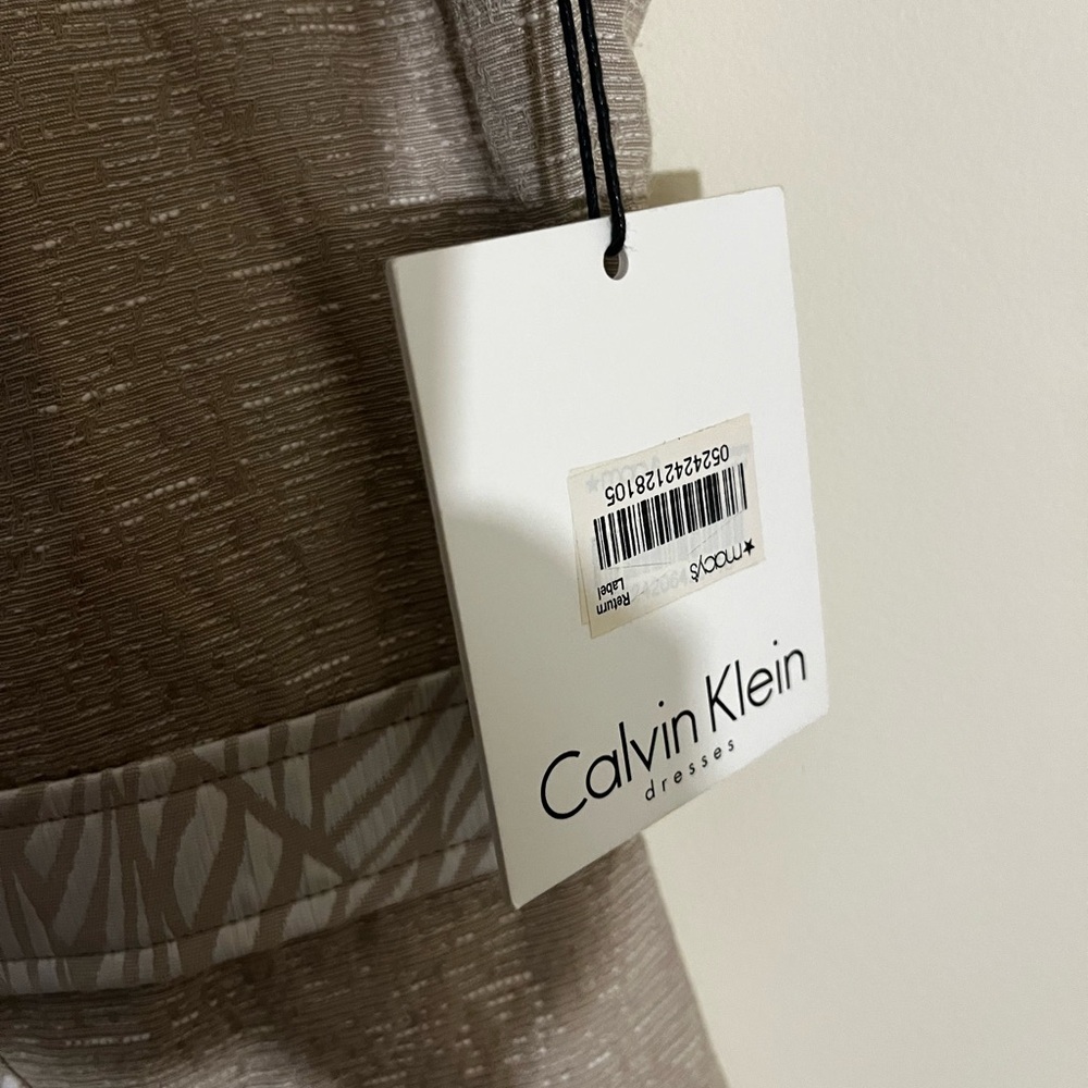 Classy Nude Calvin Klein Dress with Gold Accents